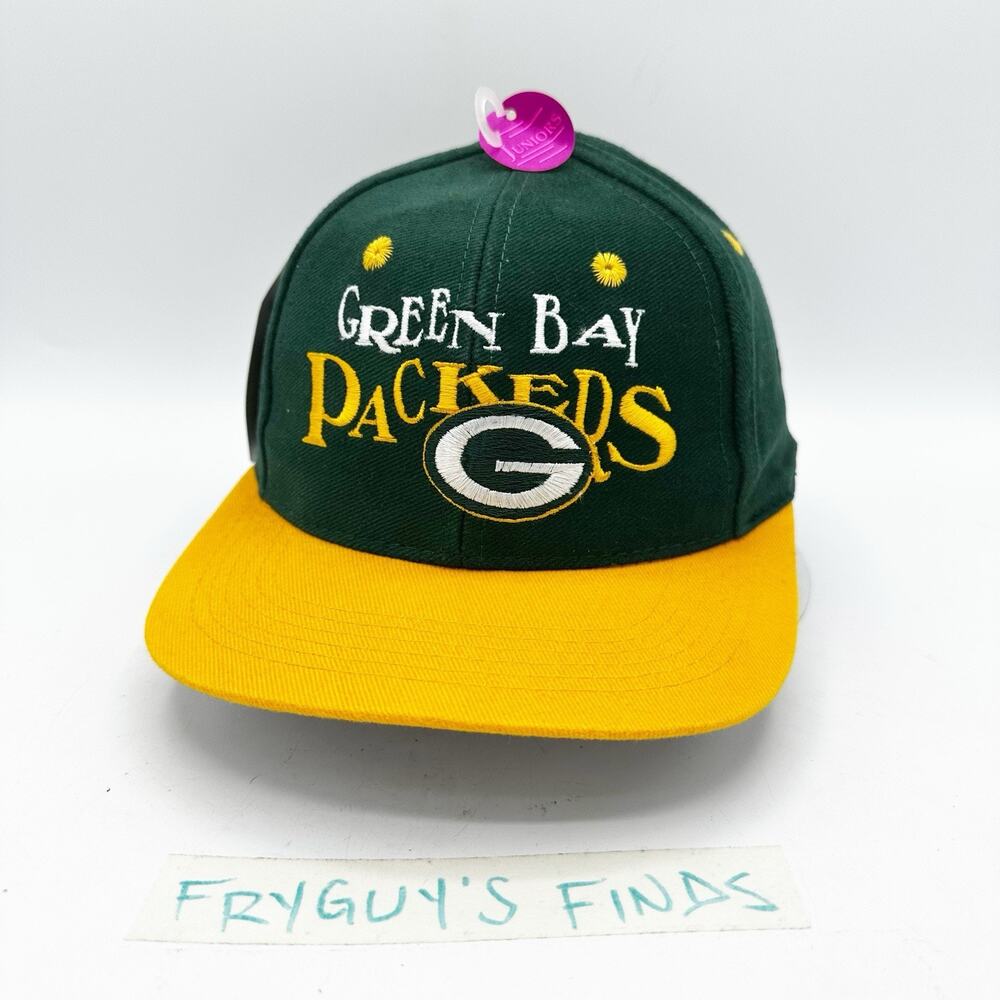 Vintage NFL Green Bay Packers YOUTH Logo 7 Snapback Cap Hat Green / Yellow